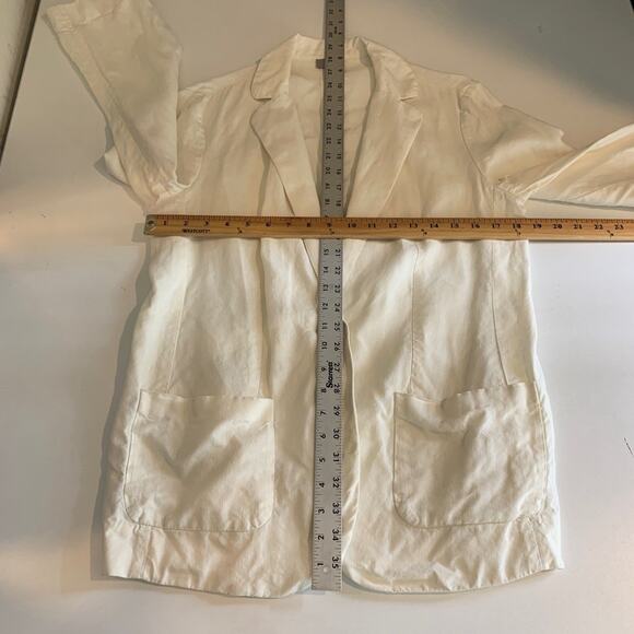 J Jill Blazer Womens S Small Ivory Linen One Button Pockets Lightweight Jacket - Picture 7 of 13